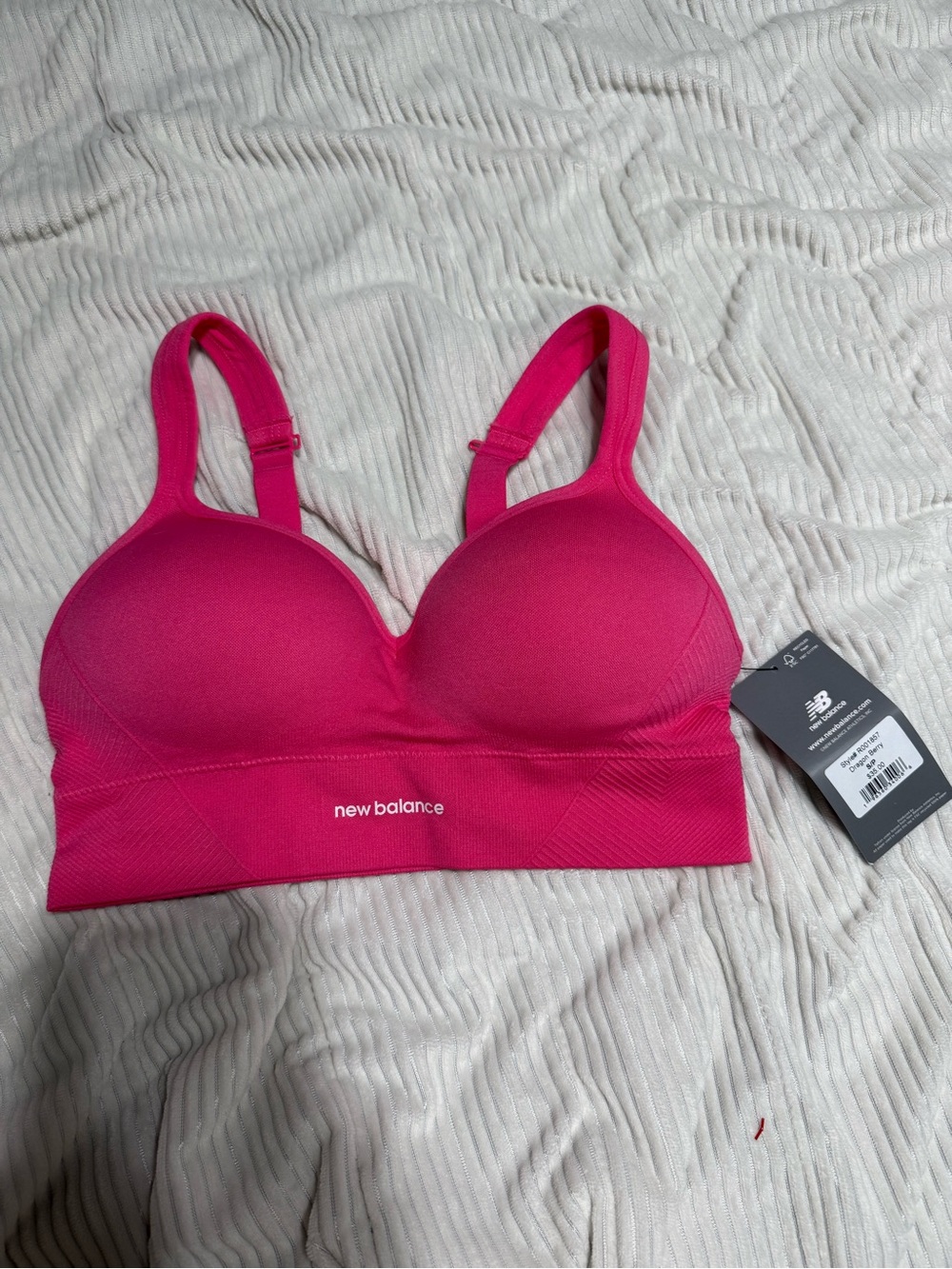New Balance Hot Pink Padded Sports Bra with Wide Band